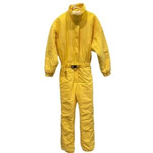 Subello Sz 14 Yellow Ski Snow Suit Belted Zip Snap Rad Vintage 80s90s April TMNT